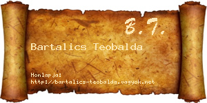 Bartalics Teobalda névjegykártya